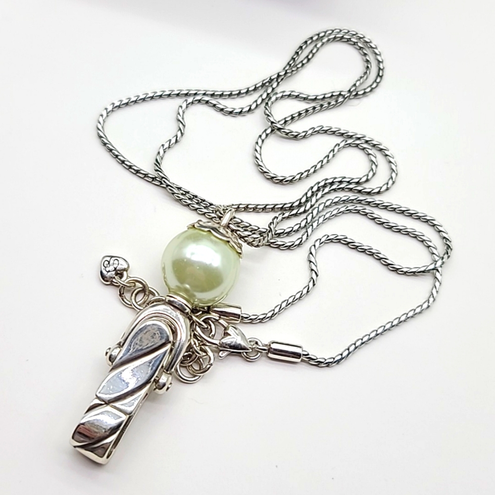 $62 Brighton "Posh Pearl" Swarovski Glass Pearl & Crystal Badge Clip! Sold-Out!